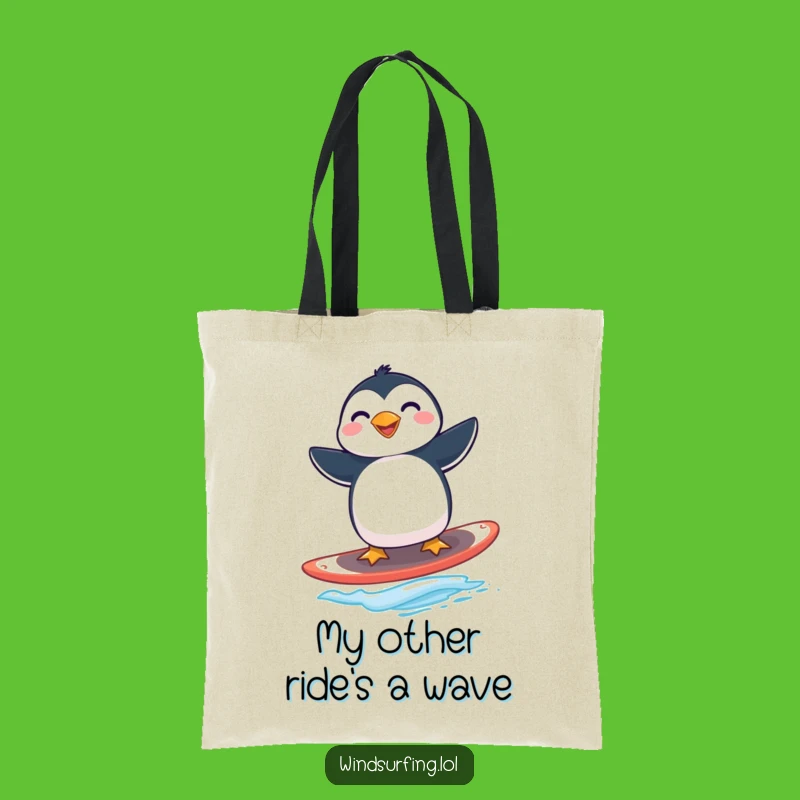 Funny Penguin Windsurfing Tote Bag - Spacious & Chic Arctic Style
